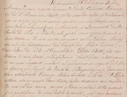 Michele Carducci – ” Lettera di Michele Carducci al Gonfaloniere di Santa Maria a Monte in merito alla vacanza della condotta medica(1 Gennaio 1856) “